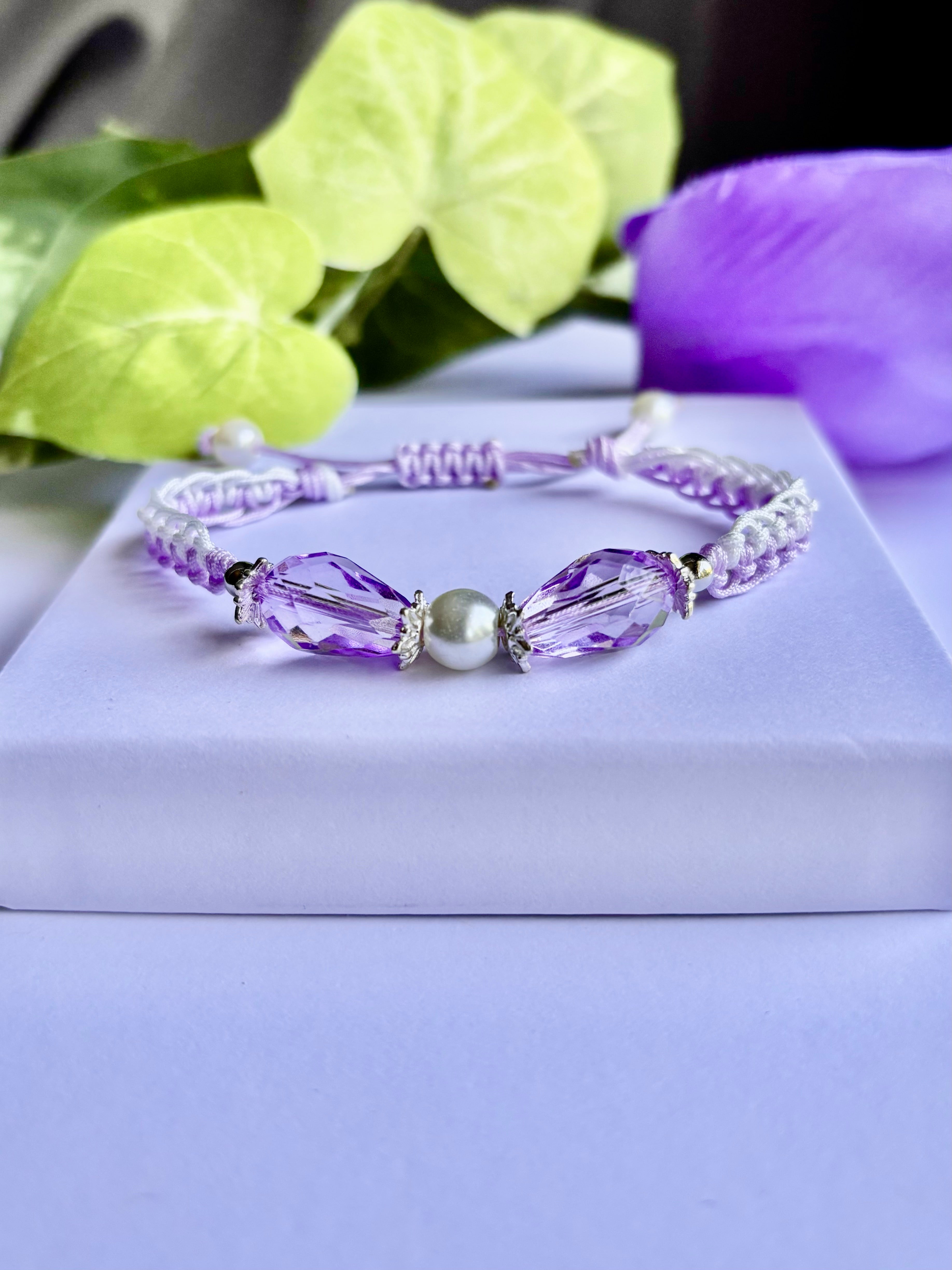 Lavender & White Pearl Bracelet