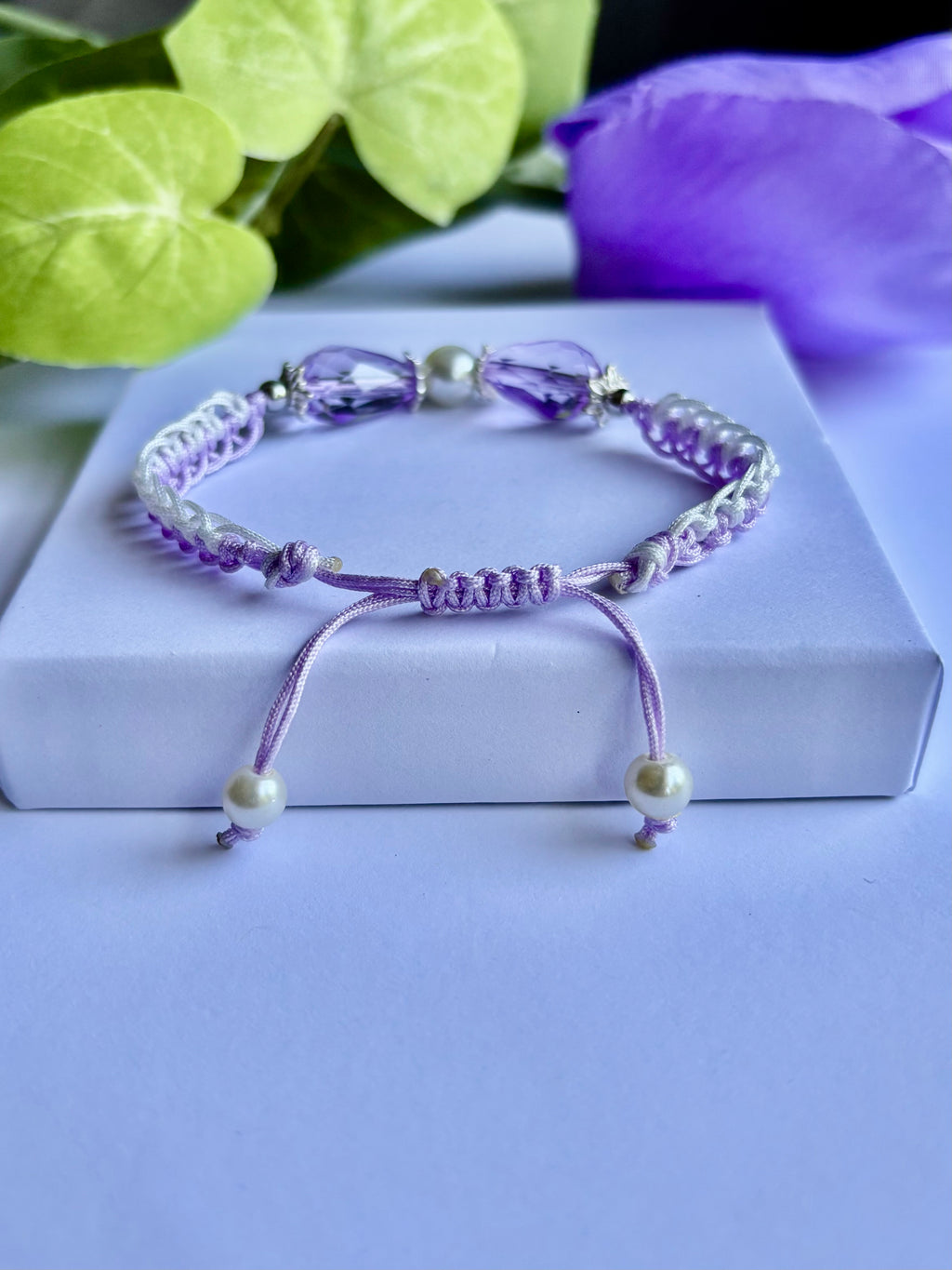 Lavender & White Pearl Bracelet