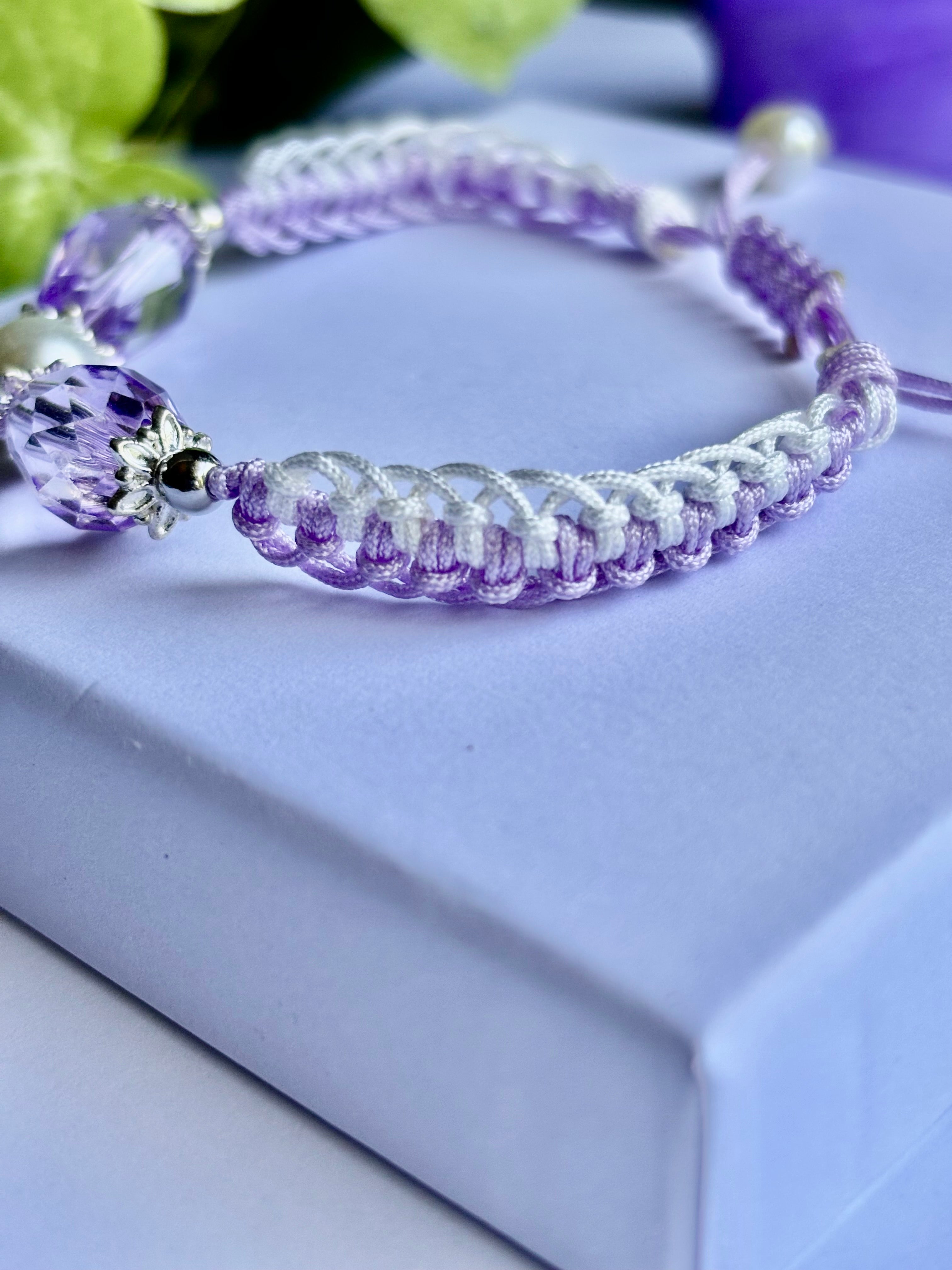 Lavender & White Pearl Bracelet