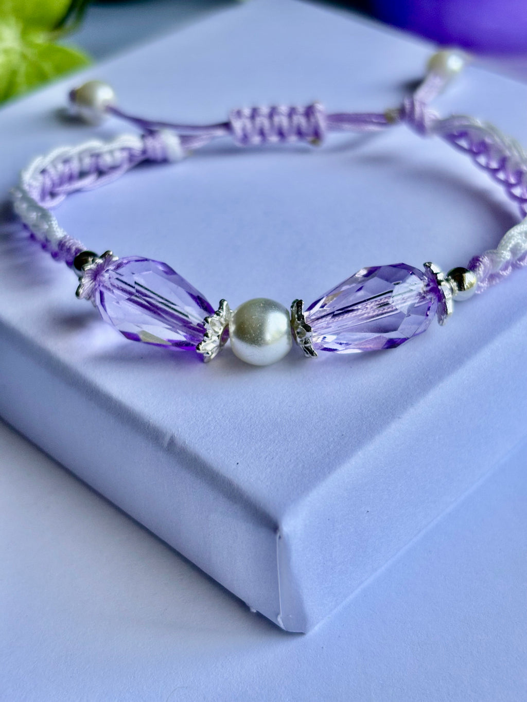 Lavender & White Pearl Bracelet