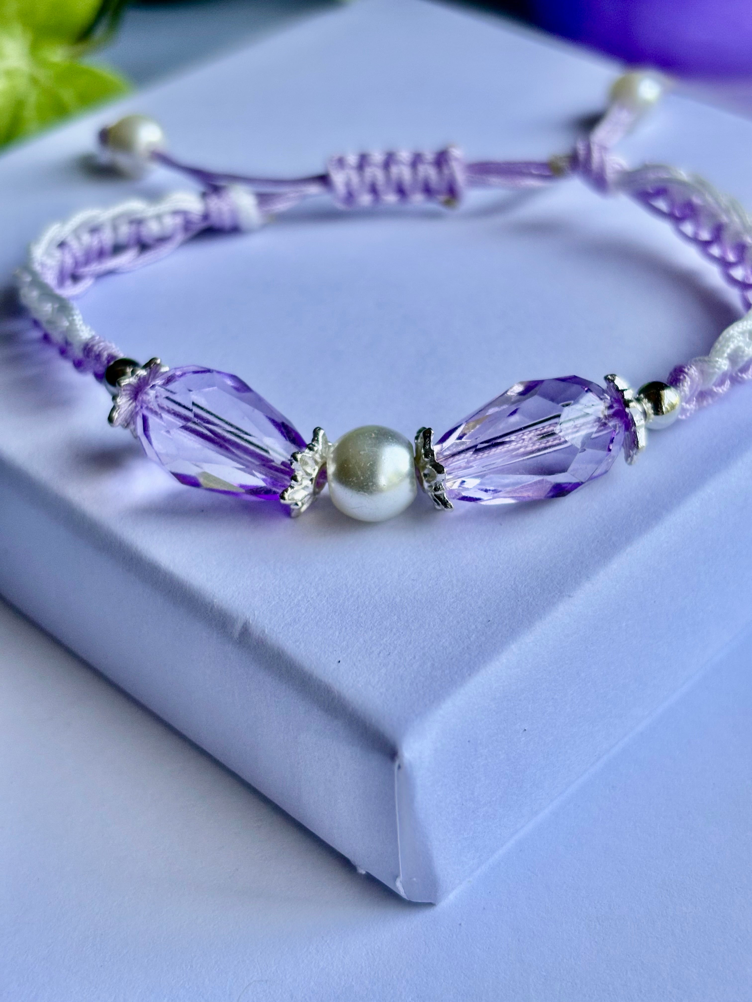 Lavender & White Pearl Bracelet