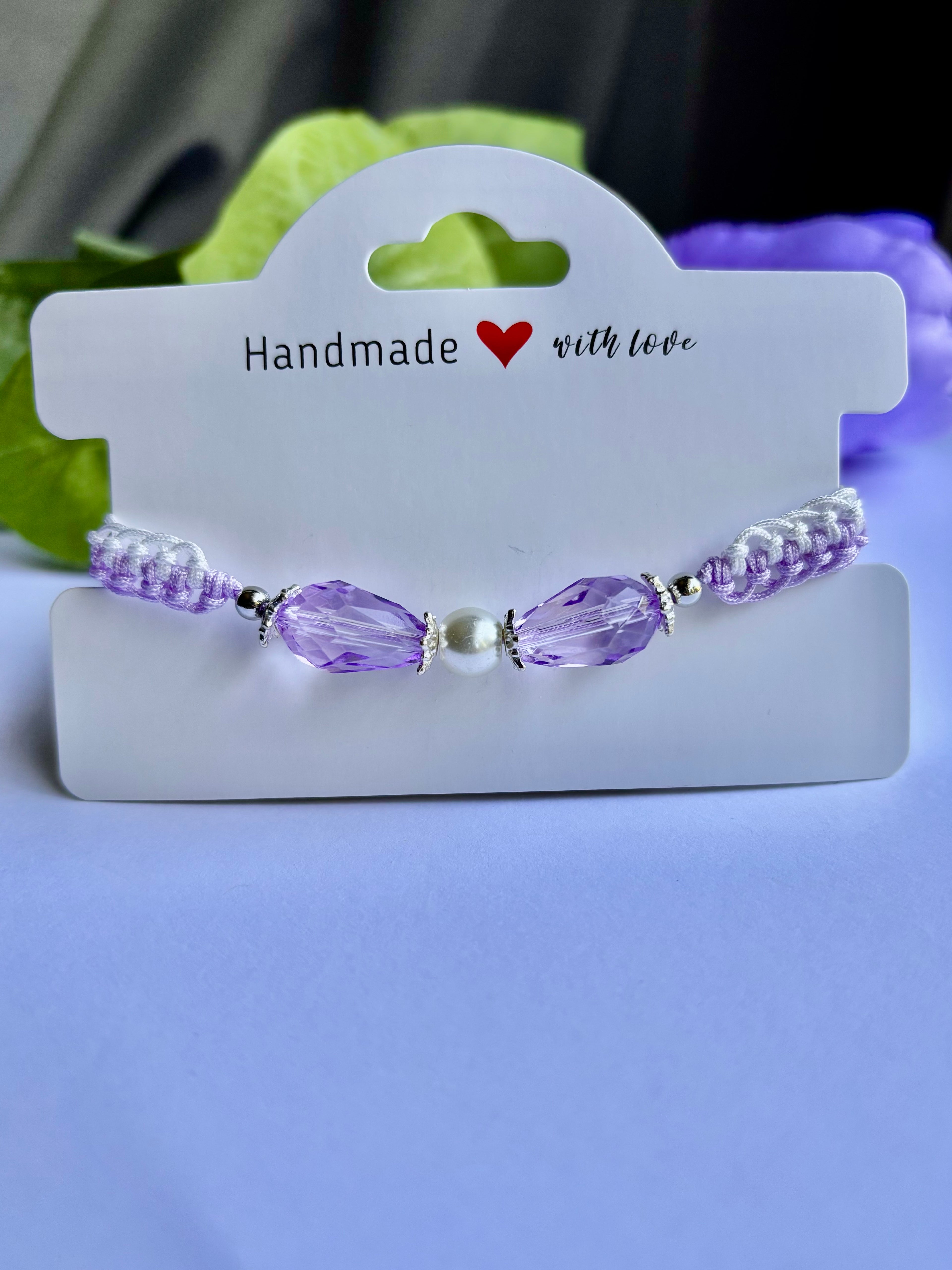 Lavender & White Pearl Bracelet