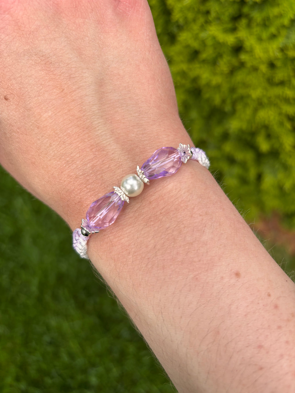 Lavender & White Pearl Bracelet