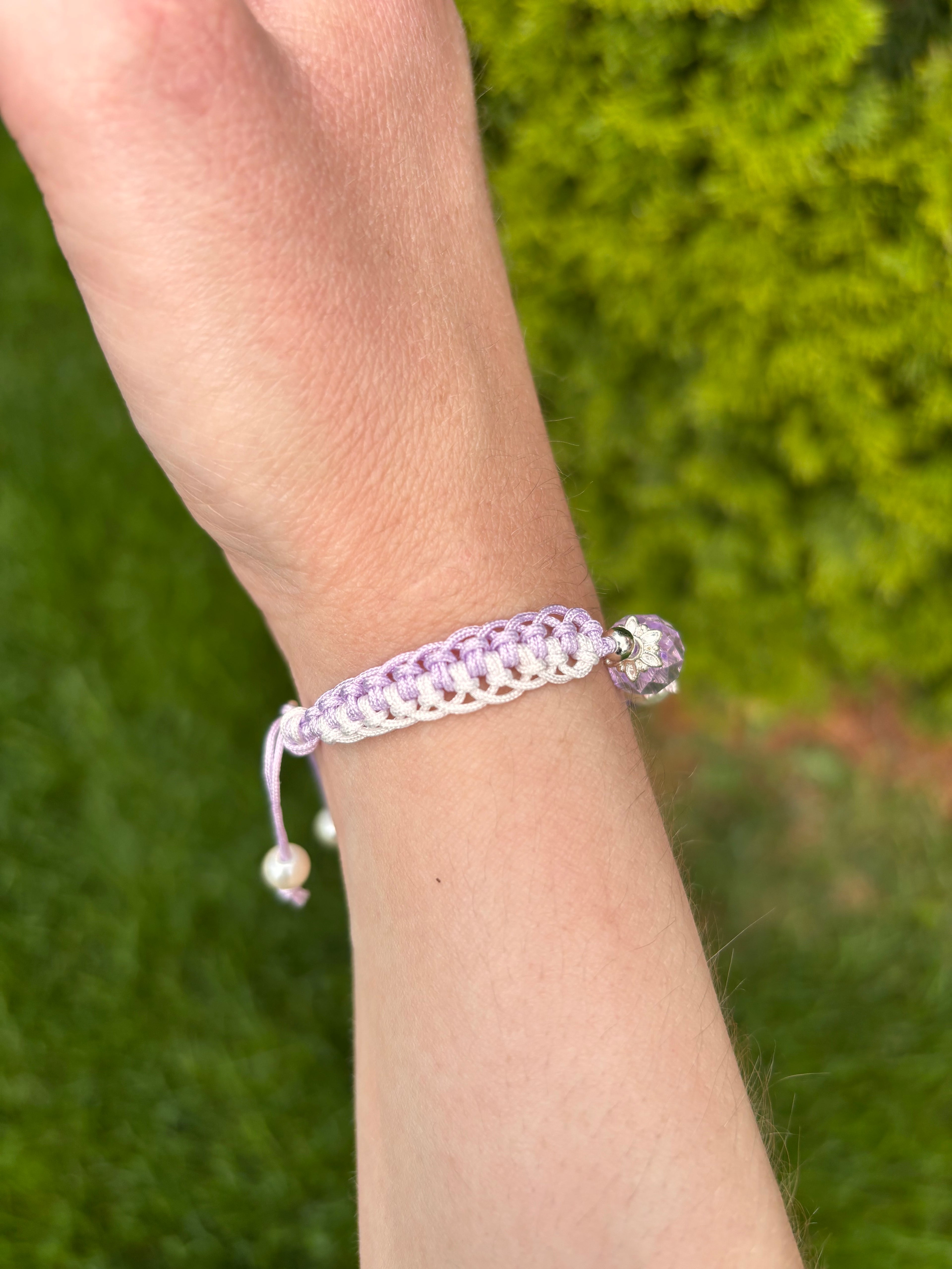 Lavender & White Pearl Bracelet
