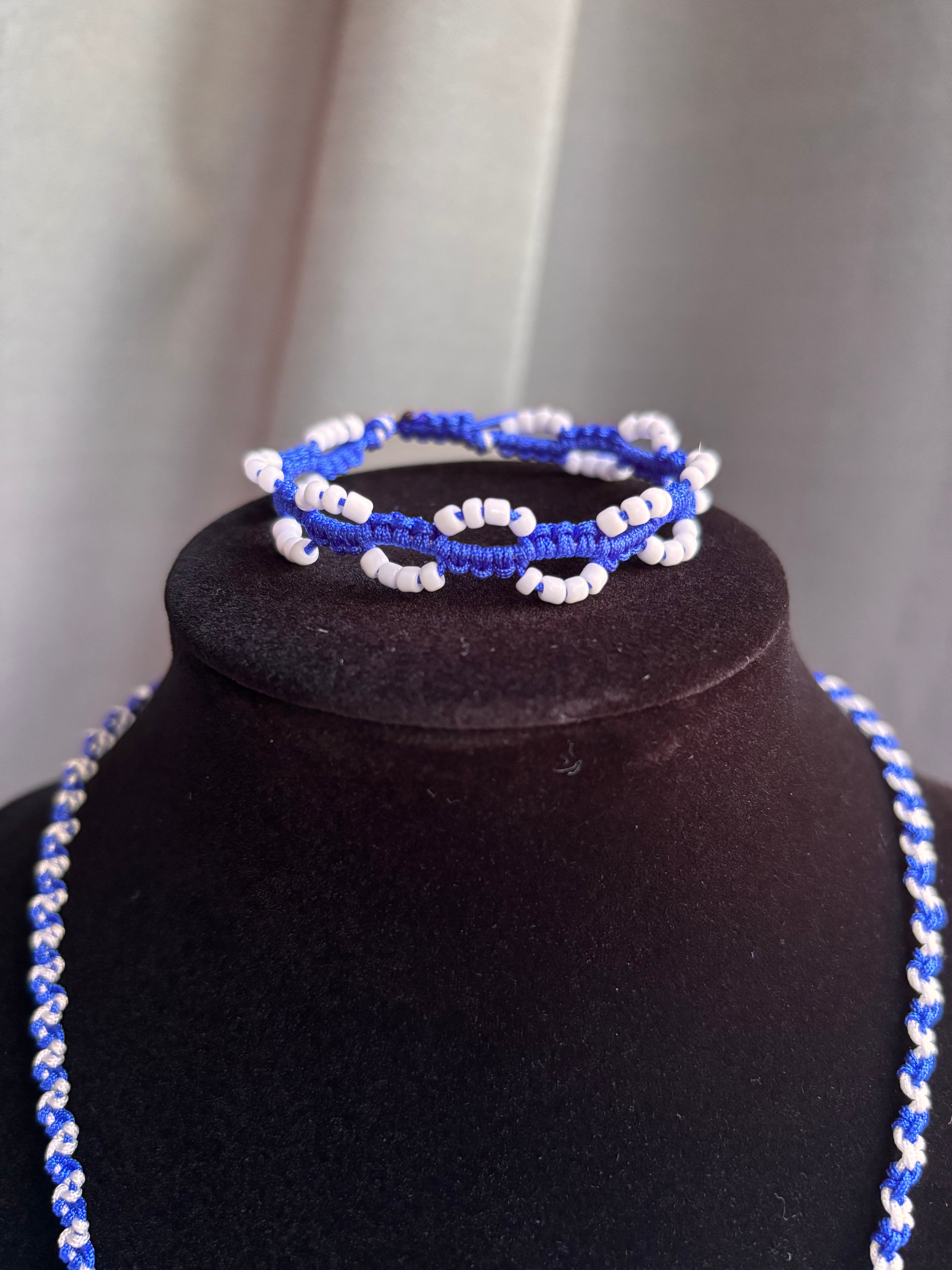 Blue & White Floral Kitty Charm Set