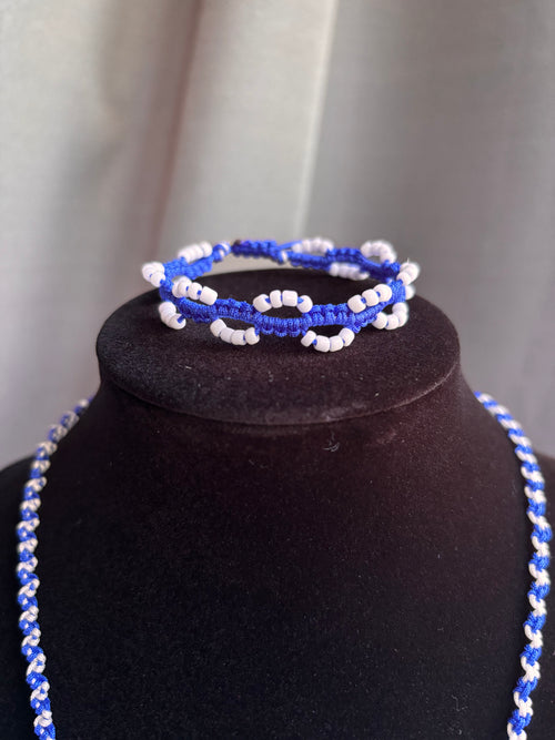 Blue & White Floral Kitty Charm Set