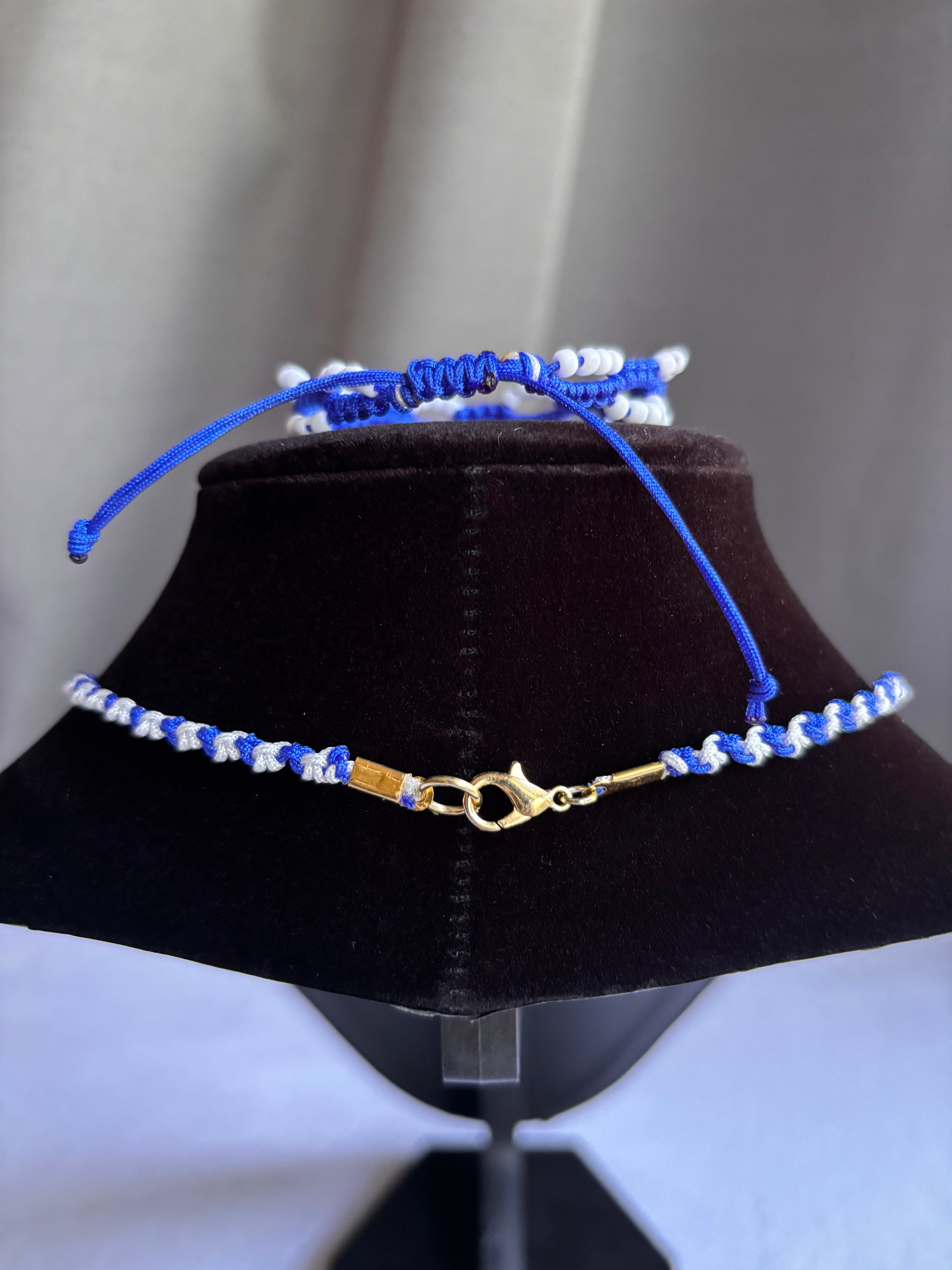 Blue & White Floral Kitty Charm Set