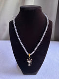 Tuxedo Kumihimo Kitty Charm Necklace