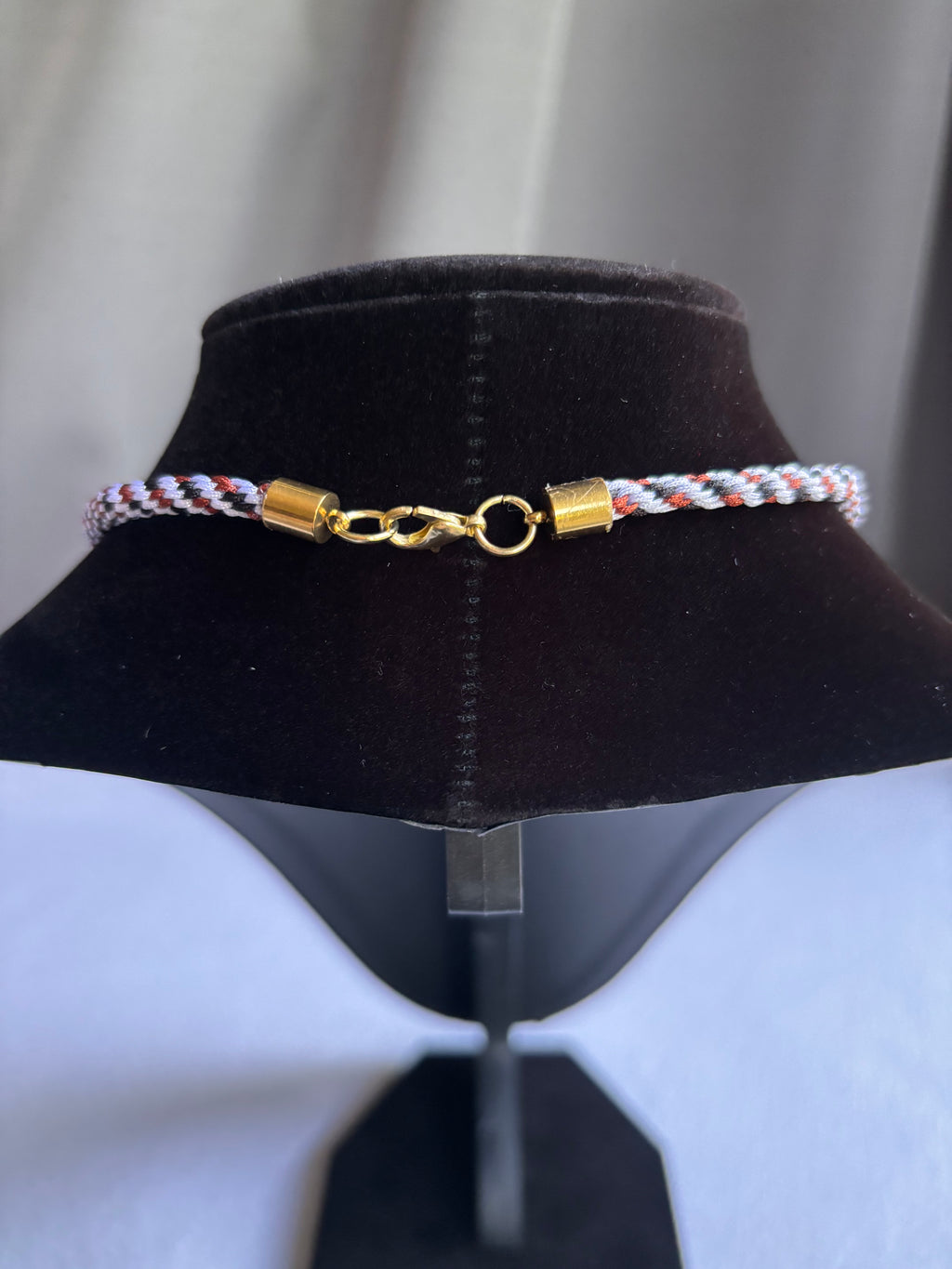 Calico Kumihimo Kitty Charm Necklace
