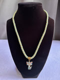Green Kumihimo Geometric Kitty Charm Necklace