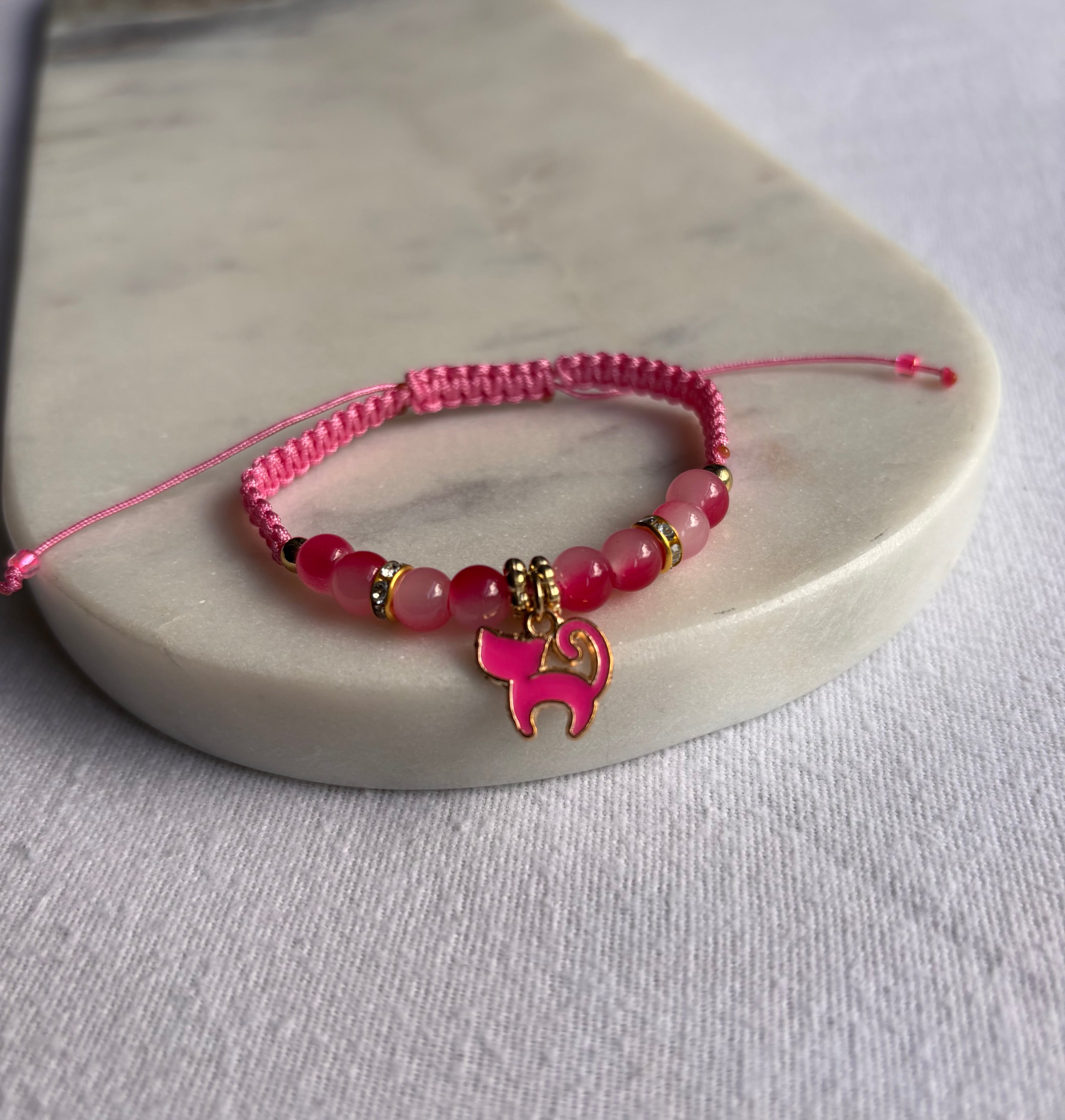 Dainty Kitty Charm Bracelet- Multiple Colors