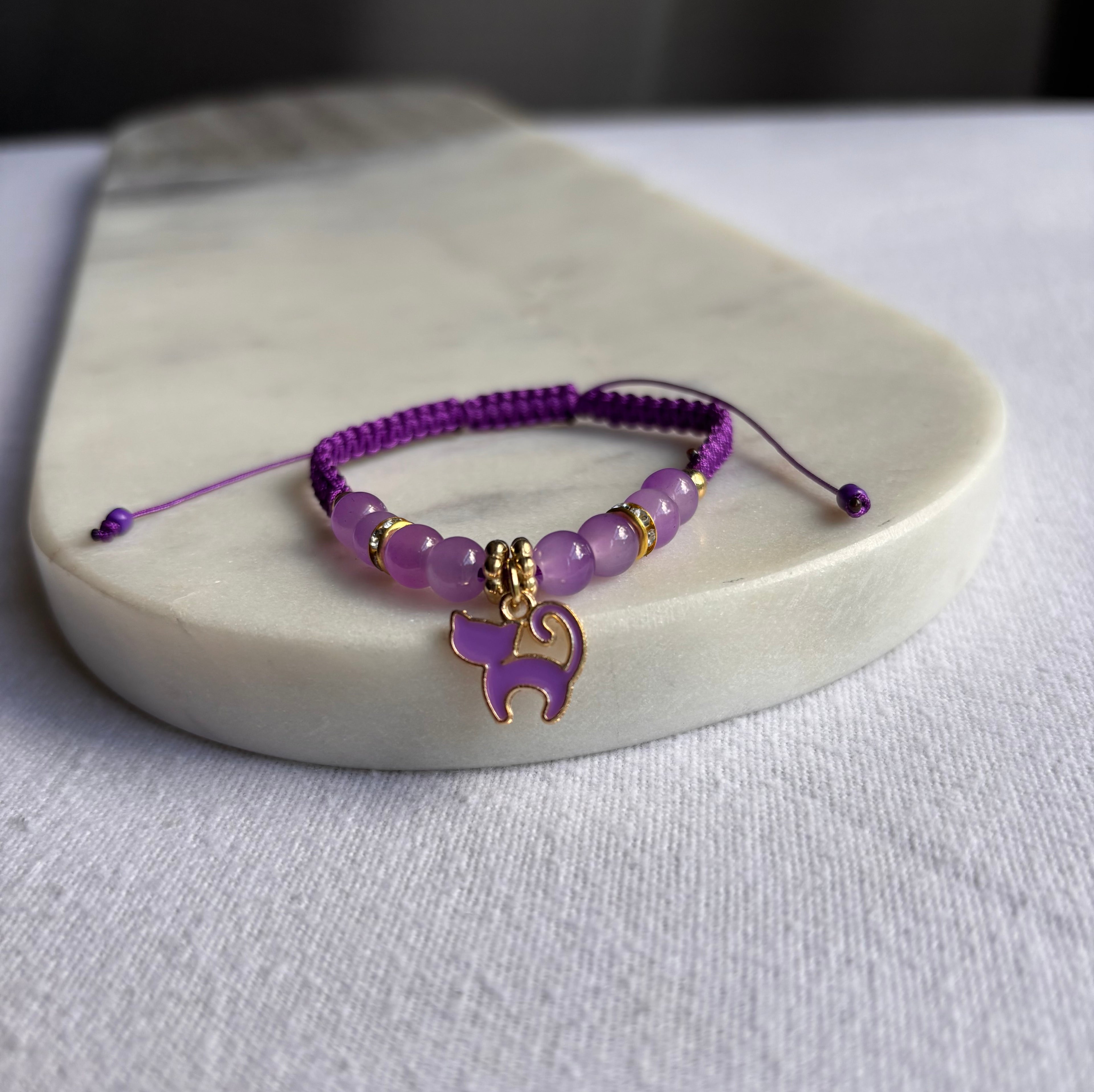 Dainty Kitty Charm Bracelet- Multiple Colors