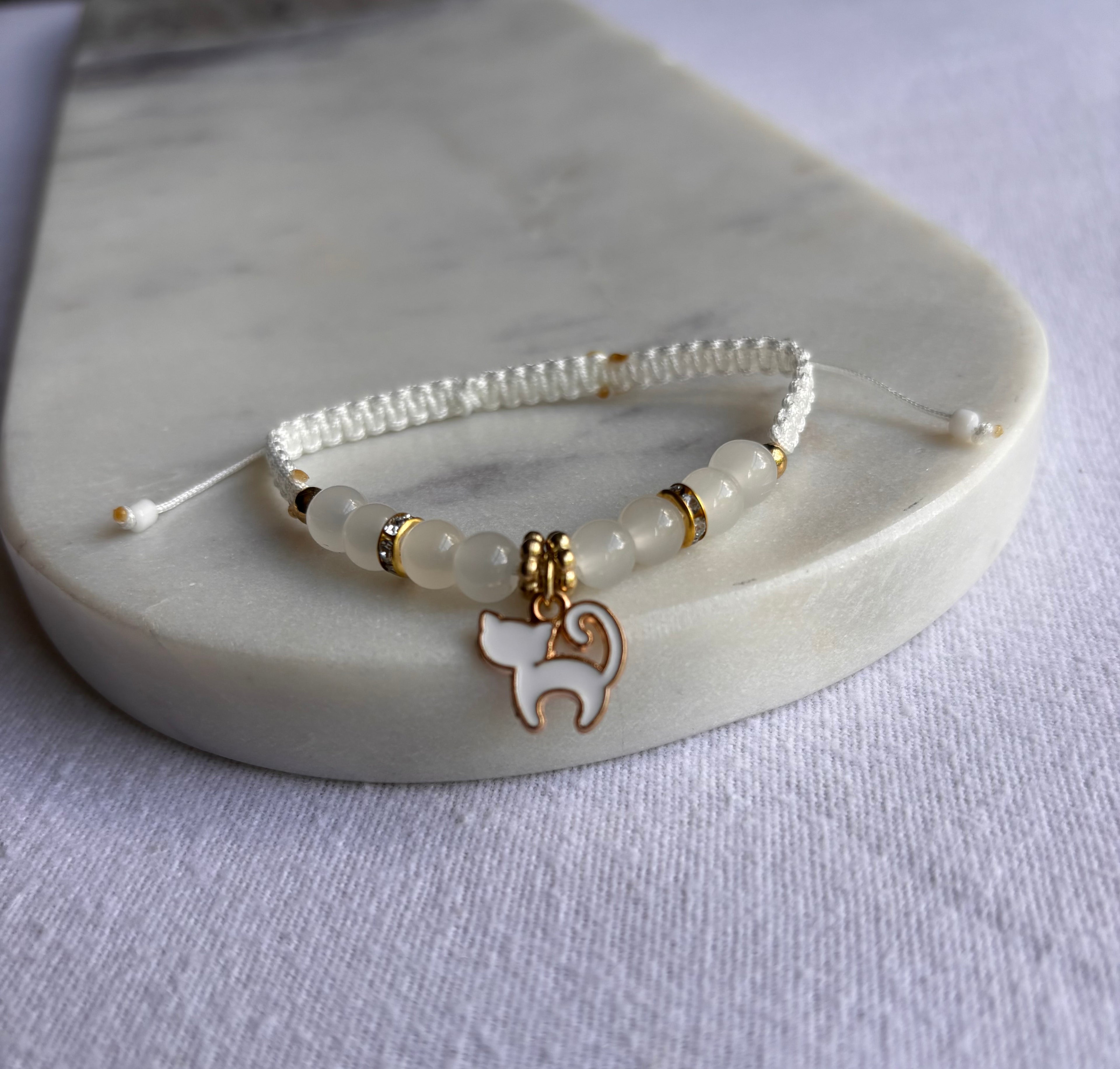 Dainty Kitty Charm Bracelet- Multiple Colors
