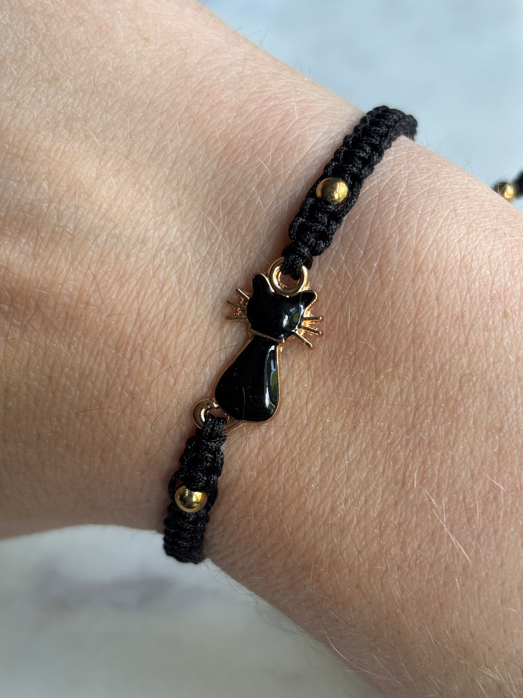 Gold Whiskers Kitty Charm Bracelet