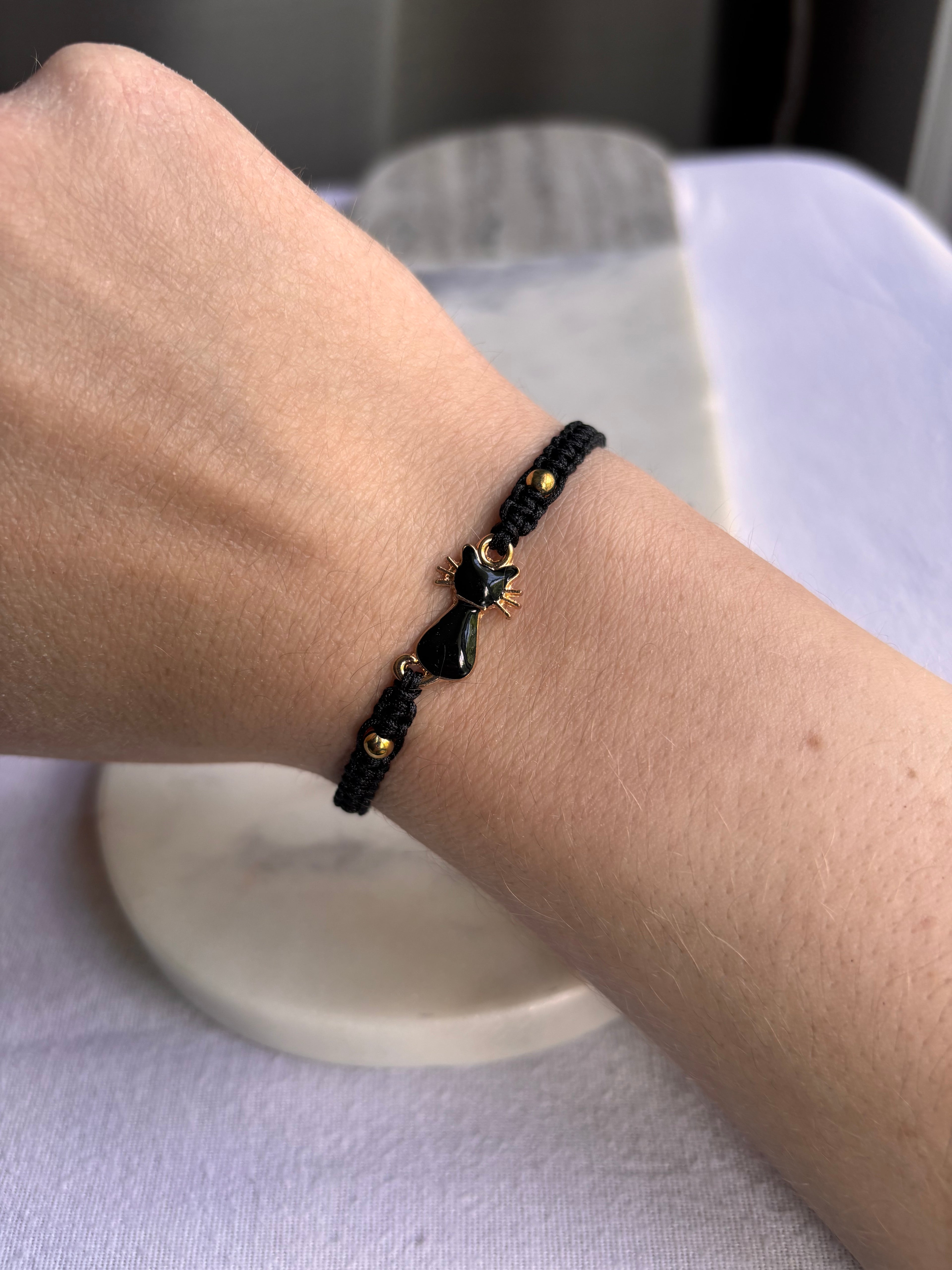 Gold Whiskers Kitty Charm Bracelet