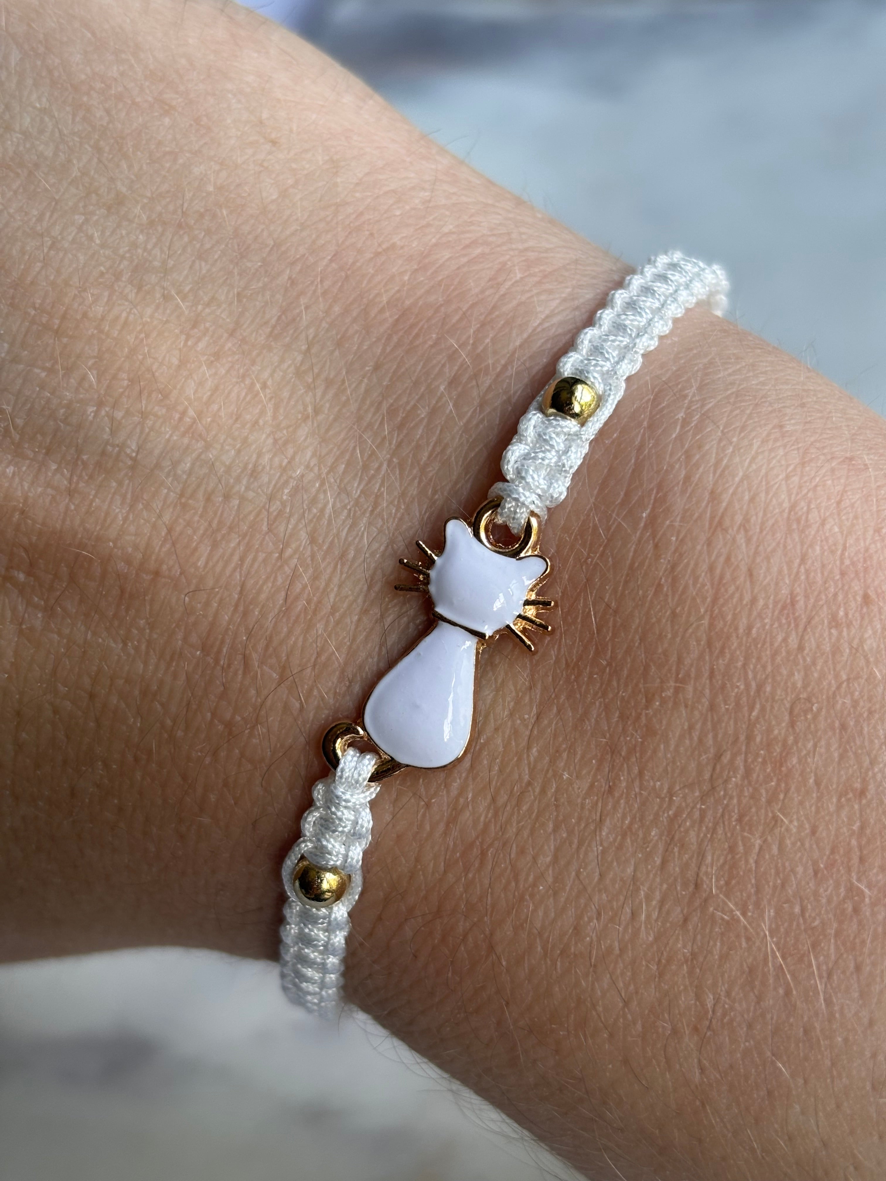 Gold Whiskers Kitty Charm Bracelet