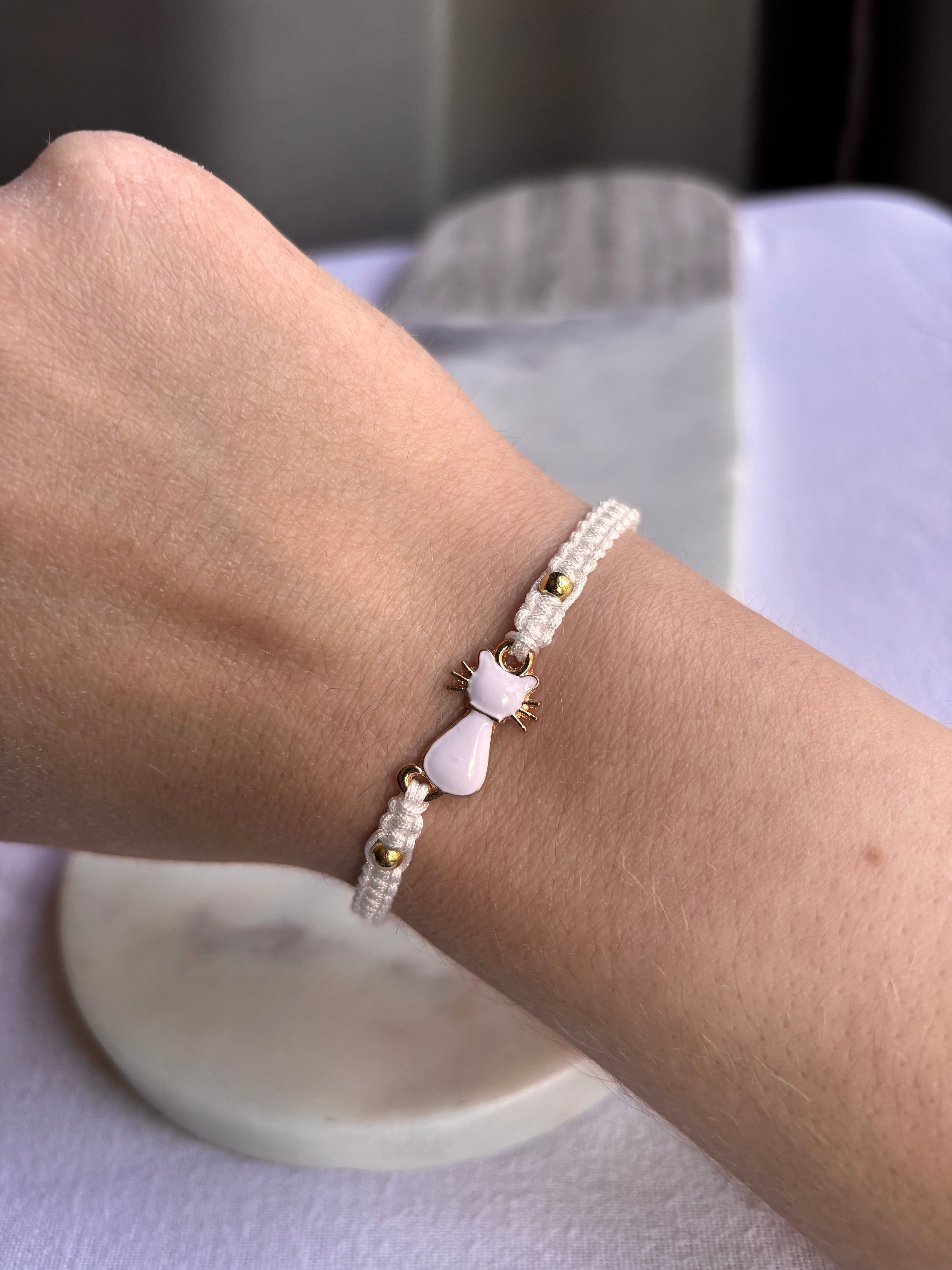 Gold Whiskers Kitty Charm Bracelet