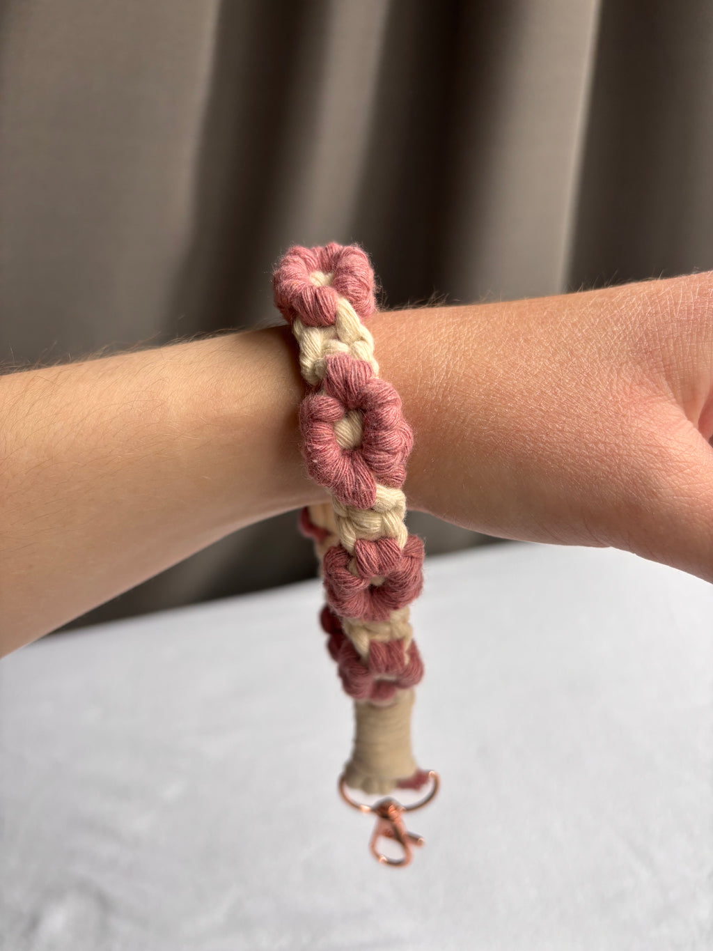 Pink Daisy Wristlet Keychain