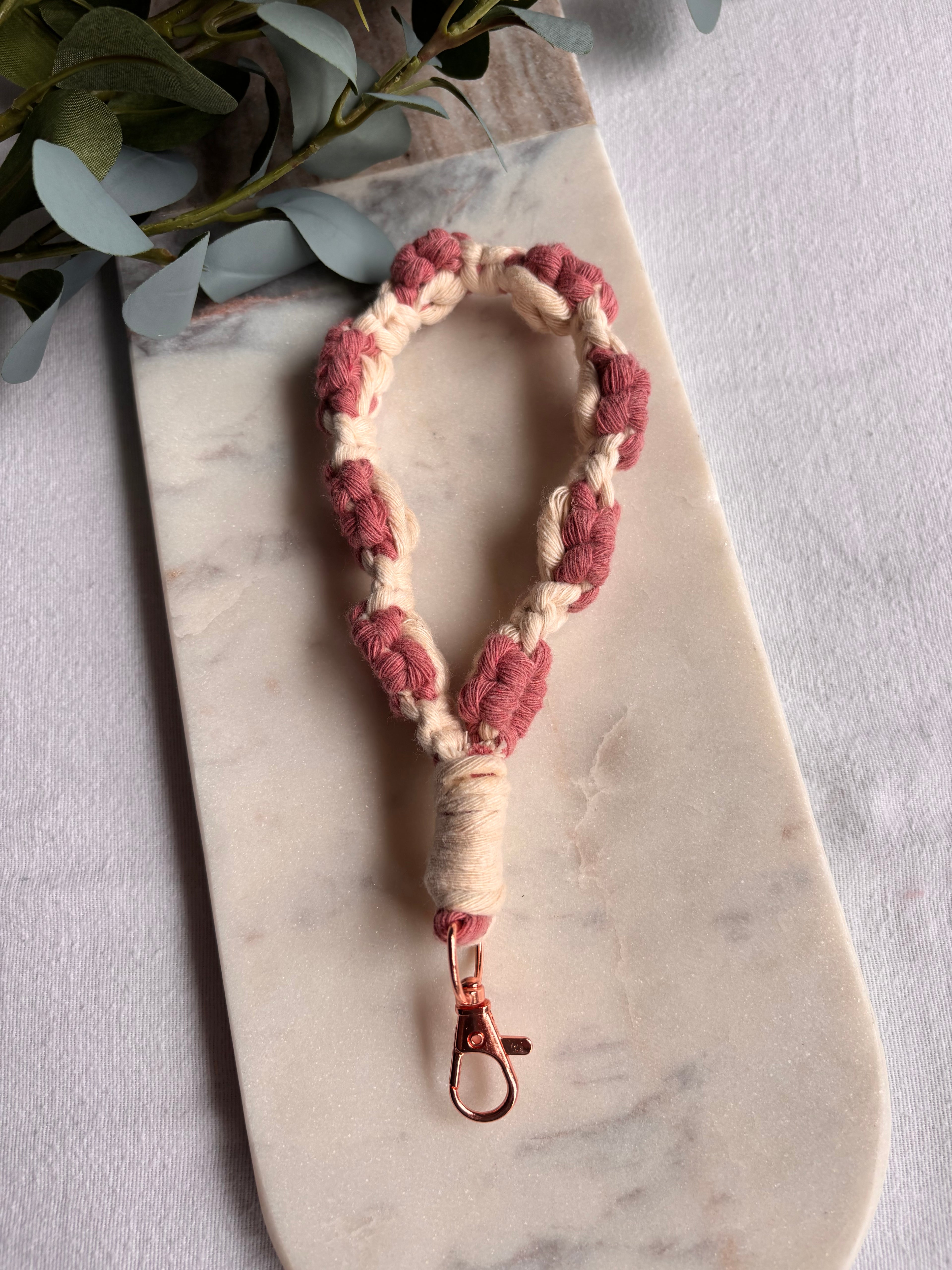 Pink Daisy Wristlet Keychain