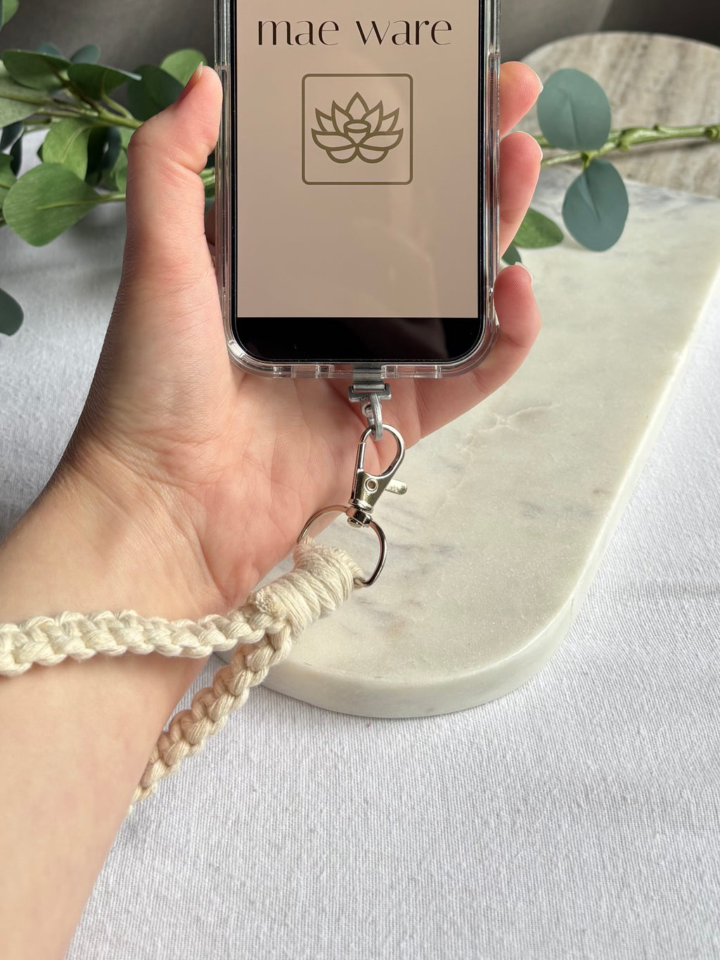 White Phone Wristlet