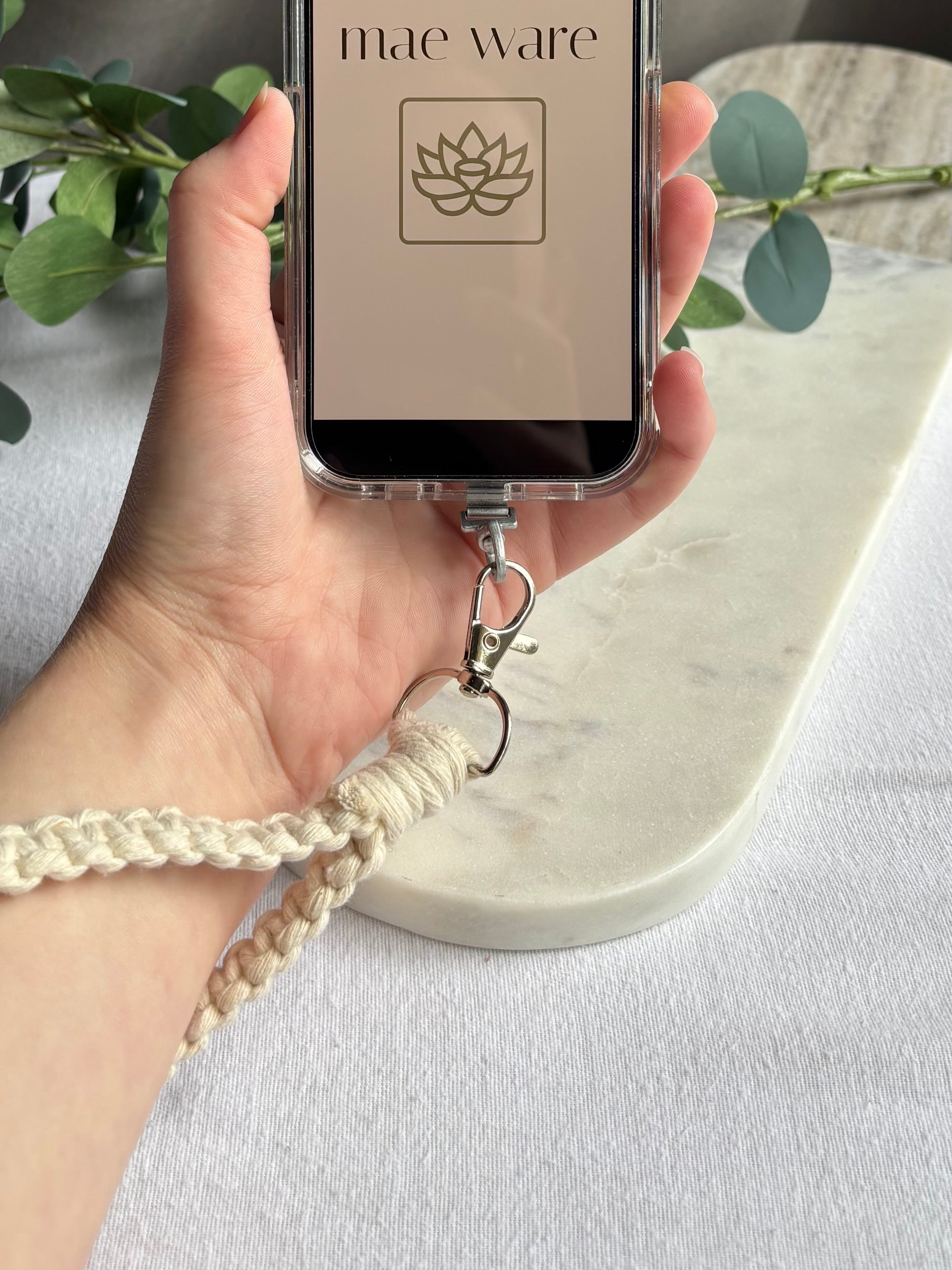 White Phone Wristlet