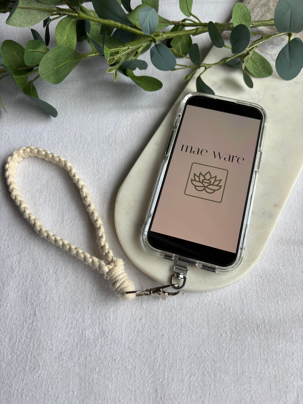White Phone Wristlet