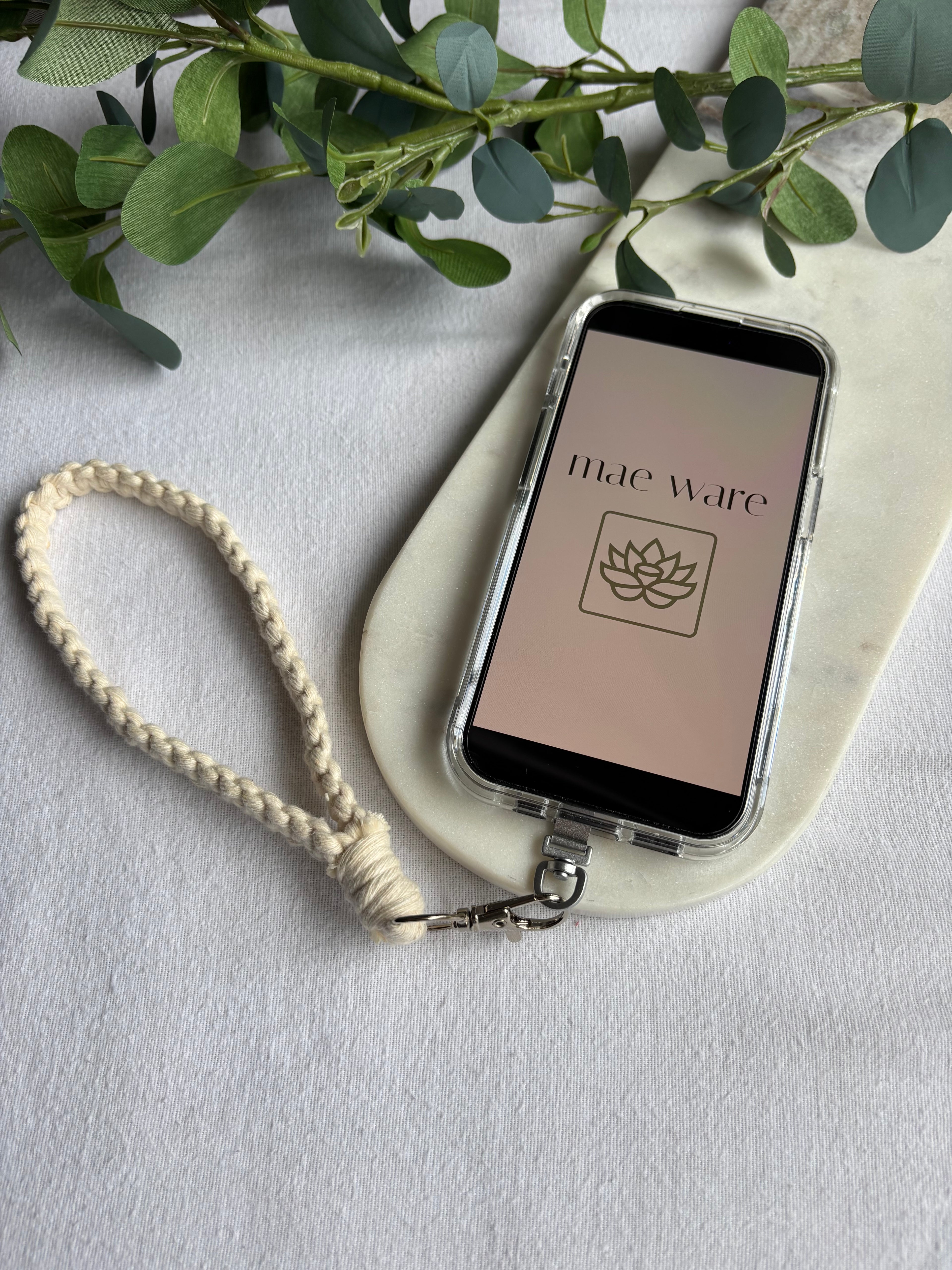 White Phone Wristlet
